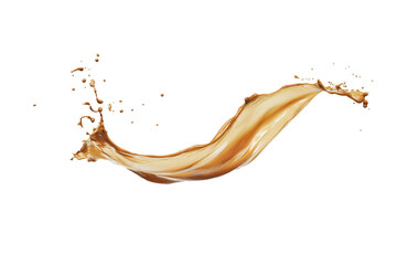 Fototapeta premium A coffee splash forming a graceful wave pattern, on a white background