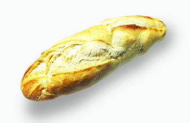 Fresh tasty bread French baguette on white background. 