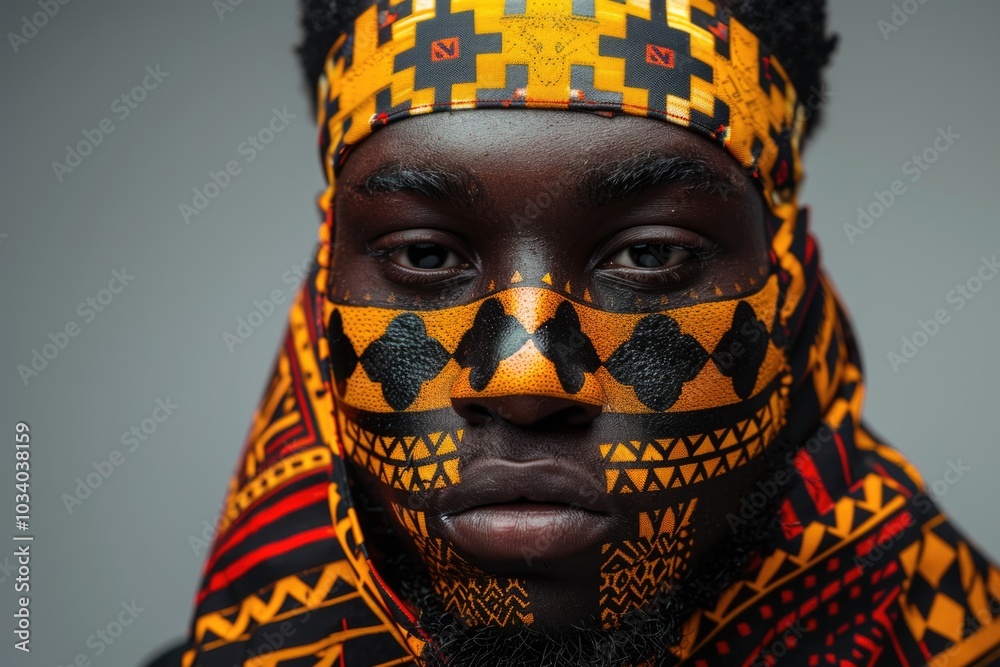 Sticker Close-up shot of a person's face with paint or makeup, suitable for creative projects and artistic expressions