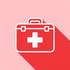 Fototapeta premium First Aid Kit Icon with Long Shadow on Pink 