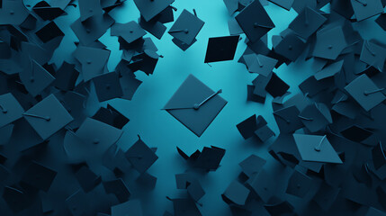 A stunning visual capturing the essence of academia, with floating graduation caps and a pen, symbolizing achievement and knowledge.