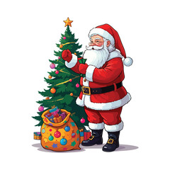 Merry Christmas card with santa claus illustartion Christmas theme with Santa