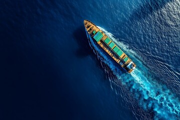 Fototapeta premium Cargo Ship Sailing on a Blue Ocean