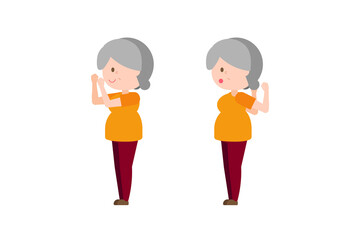 Illustration old woman exercise - Elbows Backward Extension