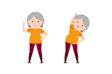 Fototapeta premium Illustration old woman exercise - Side Arm Raise with Fist