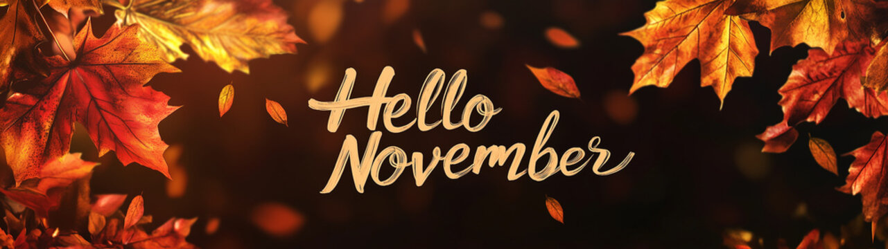 "Hello November" autumn background