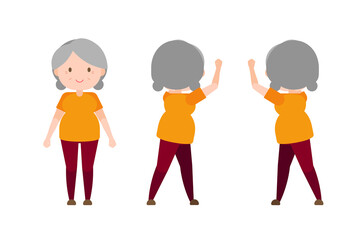 Fototapeta premium Illustration old woman exercise - Alternating Torso Twist with High Arms Swing
