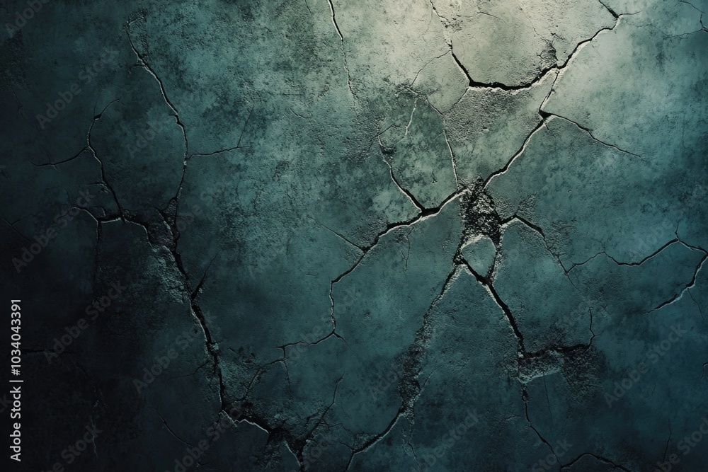 Poster a natural crack in the earth's surface with a bright blue sky in the background, suitable for use in