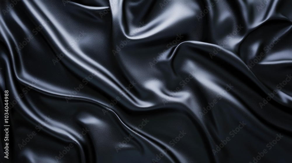 Wall mural Close-up shot of black satin fabric with subtle sheen