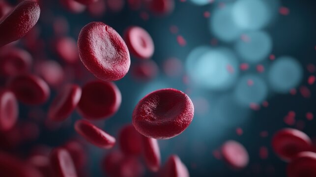 Close-up of red blood cells with visible sickle cells caused by sickle cell anemia with copy space