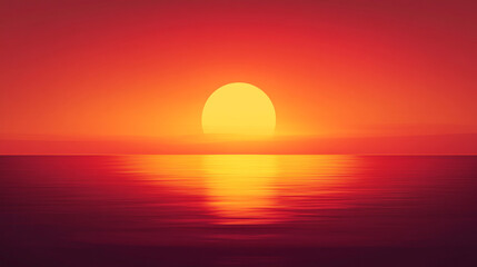 Fototapeta premium Dramatic Sunset Over Ocean with Warm Colors and Golden Sun