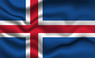 Naklejka premium Waving Iceland Flag 3D Illustration. The National Flag of Iceland.