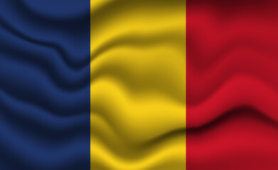 Waving Romania Flag 3D Illustration. The National Flag of Romania.