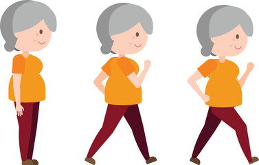 Illustration old woman exercise - Fast Walk