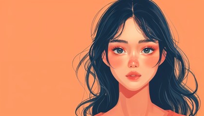 Vibrant girl vector illustration in flat color style