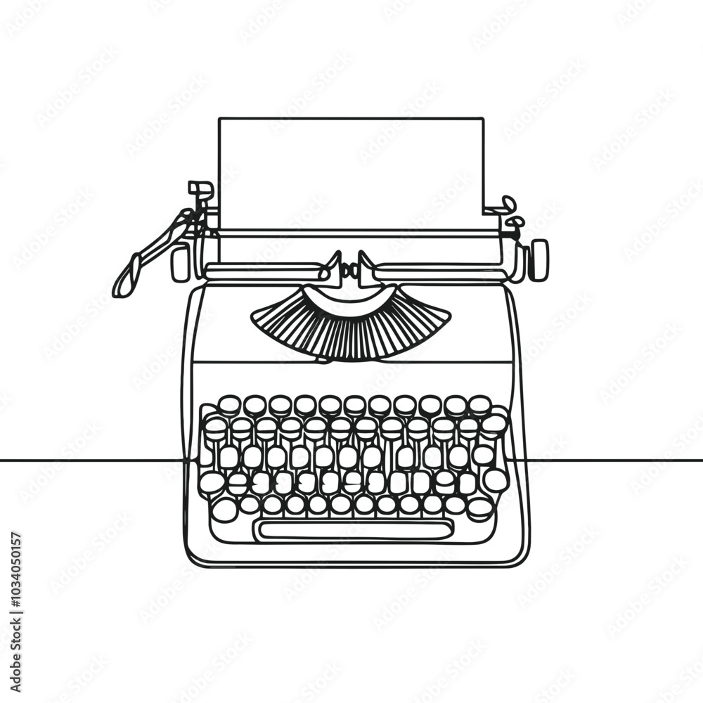 Fototapete a typewriter with a black and white keyboard. the typewriter is on a table. the typewriter is a vint