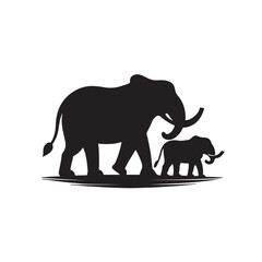 Double elephant silhouette clip art 