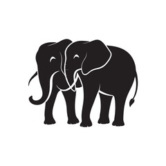 Fototapeta premium Double elephant silhouette clip art 