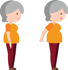 Illustration old woman exercise - Stretch Backward with Hand Splice