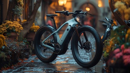 Fototapeta premium Smart Bike with Integrated Navigation and Fitness Tracking: Streamline Your Rides