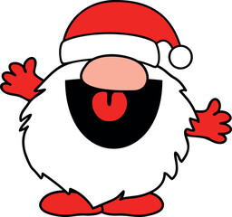 Funny Santa Claus face. Christmas vector illustration.