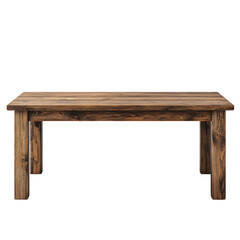 Rustic wooden dining table in minimalist studio setting