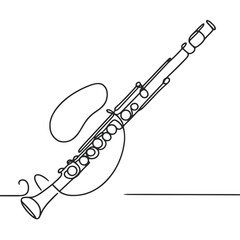 A black and white drawing of a flute with a small object attached to it. The drawing conveys a sense of simplicity and elegance, as the focus is on the basic elements of the instrument © KATERINA.AI