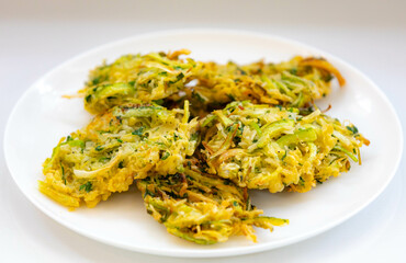 Rice croquette with leek, zucchini, fried vegetables