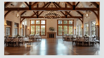 Fototapeta premium Elegant Wedding Venue Promotion Flyer with Captivating Ceremony and Reception Photography