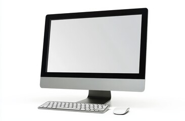 A sleek, modern computer setup showcasing an empty screen in a minimalist workspace filled with potential and creativity