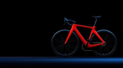 Fototapeta premium Red bicycle with sleek design against dark background, minimalistic and modern style.