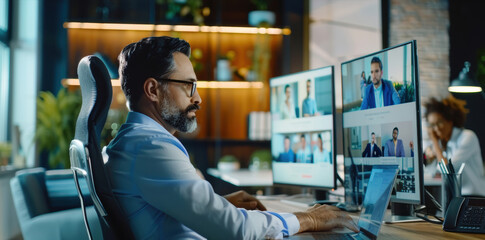 Virtual Business Meeting Platform Promotion with Professional Video Conferencing Imagery