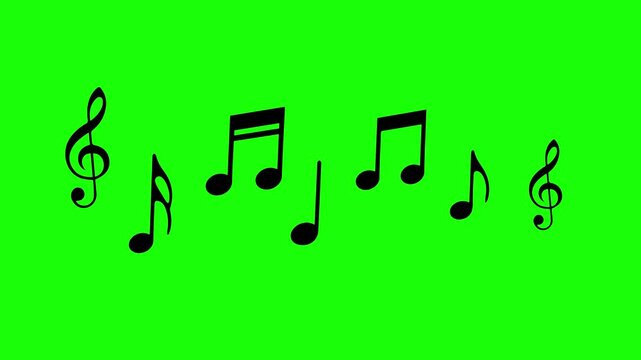 note music animated icon symbol note music do re mi fa sol la si do green screen 4k looping