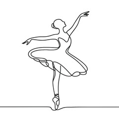 A woman in a tutu is dancing. The image is in black and white and has a very simple, elegant style