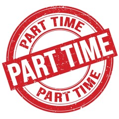 PART TIME text written on red round stamp sign