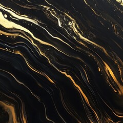 Obraz premium Abstract black fluid art liquid alcohol inks splash background with gold metal glitter