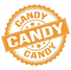 CANDY text on orange round stamp sign