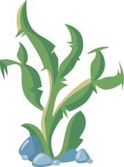 Seaweed cartoon icon. Underwater ocean green plant