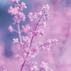 Obraz premium Close-up of pink flowers, with a soft focus and dreamy lighting.