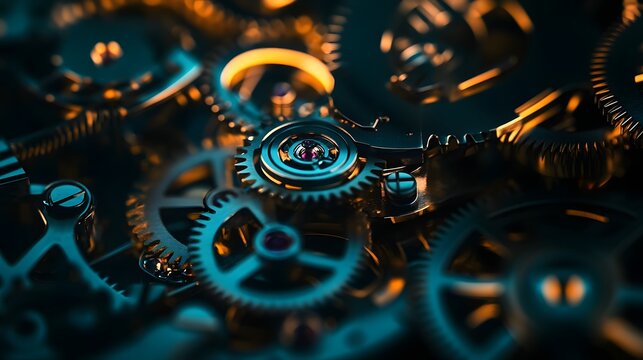 Intricate dismantled mechanical watch with detailed gears and springs on dark background, symbolizing precision and complexity in teardown analysis.