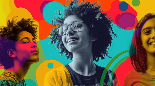 Dynamic Online Course Ad with Smiling Students and Bold Call to Action for Free Trial Sign-Up