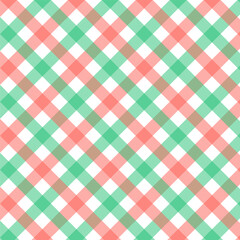 Gingham seamless pattern.Checkered tartan plaid repeat pattern in red green white.Geometric vector illustration background wallpaper.