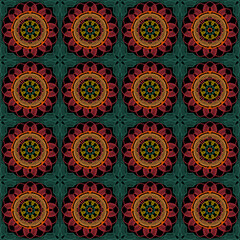 Pattern with crochet granny square with flowers wallpaper handmade decorative art design print	
