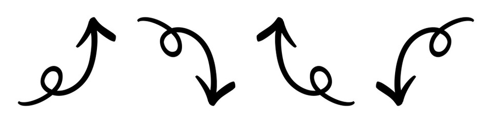 シンプルなペンの手書きくるくる矢印セット ベクター 