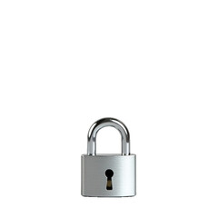 Naklejka premium Silver padlock on transparent background, single object, ,