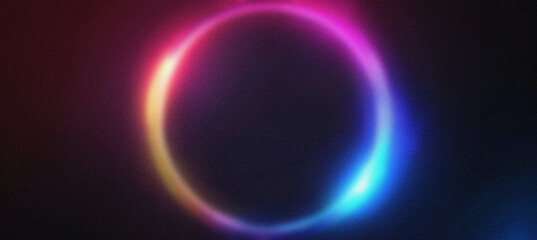 Abstract Glowing Neon Circle on Dark Background. Futuristic Glowing Circle