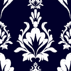 seamless pattern ikat with flowers 