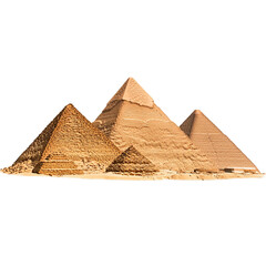 Majestic pyramids of Giza against a clear sky, showcasing ancient architecture.