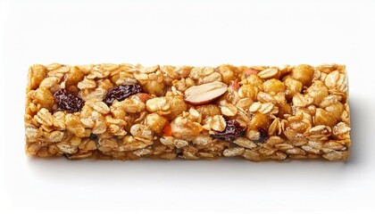 healthy granola bar muesli or cereal bar isolated on white background