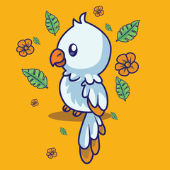 Illustration of a cute bird character in a vector pose
